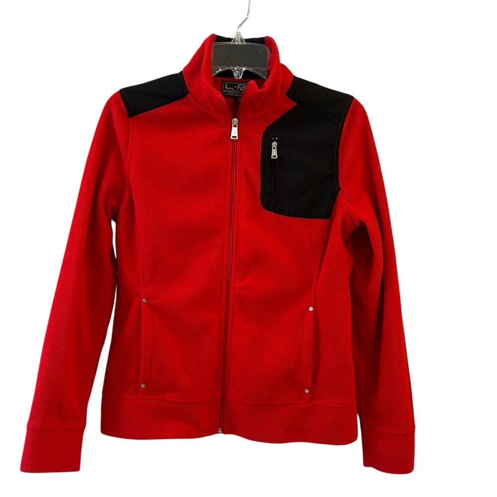 Ralph Lauren Active Red Black Fleece Zip Up Jacket Size Small